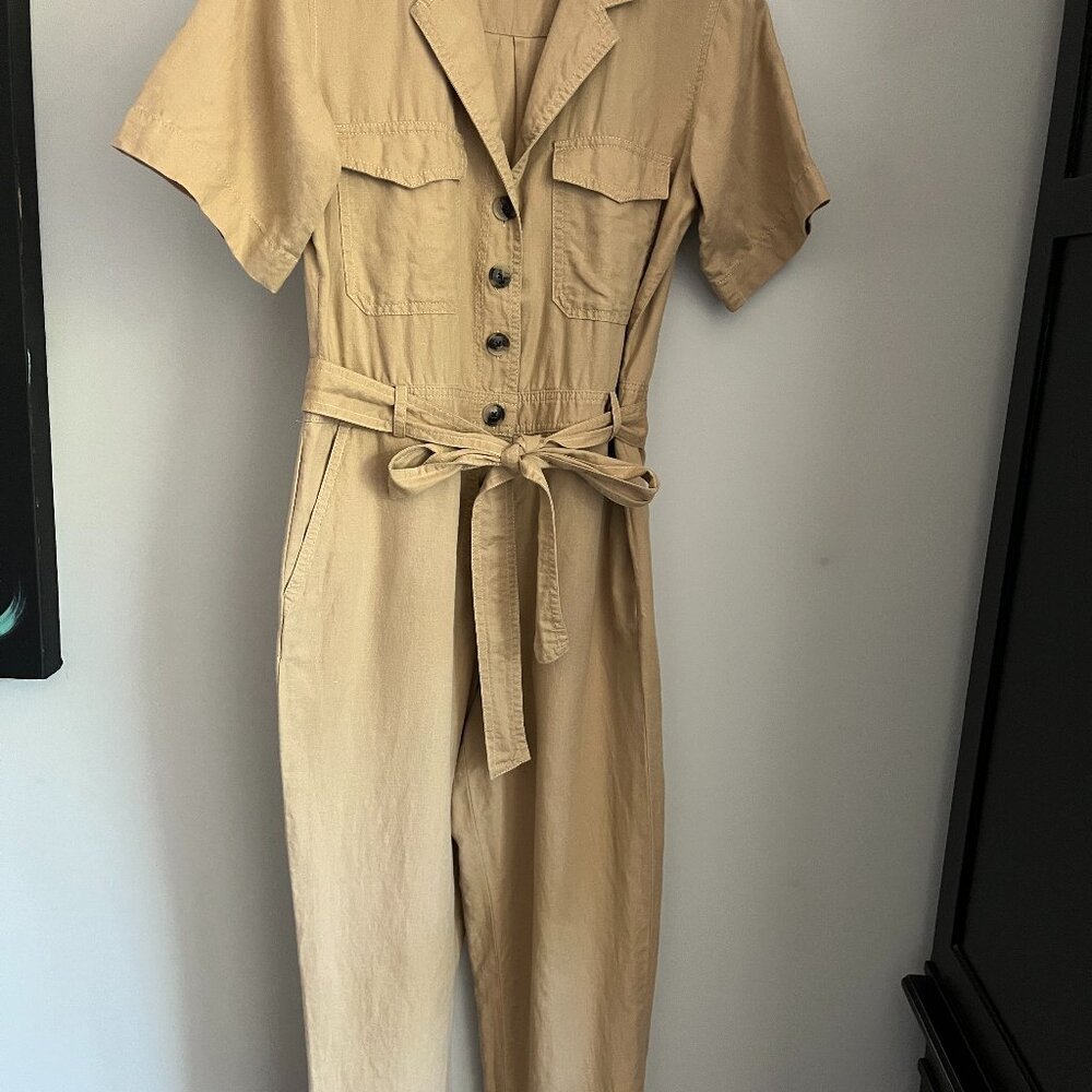 Banana Republic Petite Linen Cotton Utility Jumpsuit
